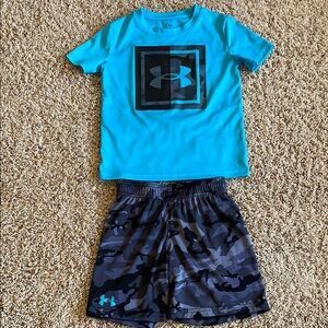 Under Armour Blue T-Shirt and Camo Shorts Set